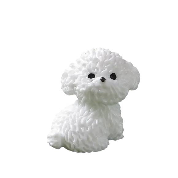 4 Piece Set Miniature Tiny White Dog Maltese Style Figurines - Picture 2 of 10